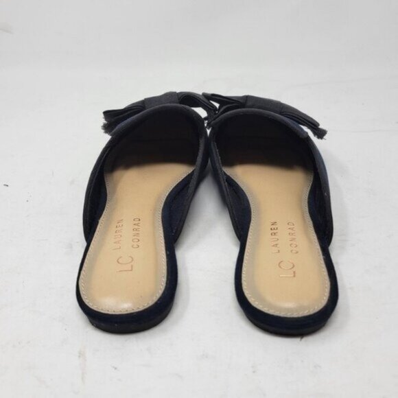LC Lauren Conrad | Compote Slip On Bow Mules Shoes Navy Blue - Picture 3 of 10